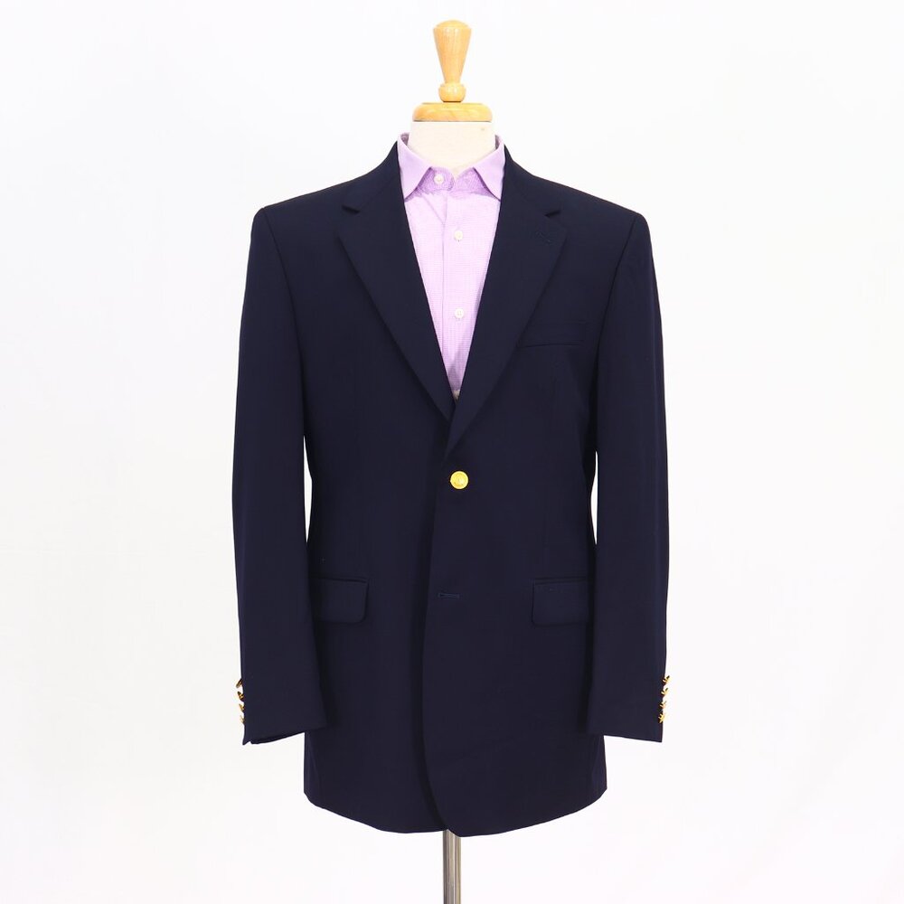 Ralph Lauren 41L Navy Blazer Sport Coat Jacket 2-Button Solid T427